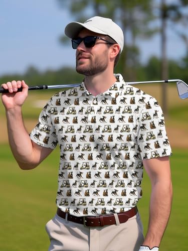 Image of PAGYMO Funny Golf Shirts for Men Crazy Printed Pattern Novelty Moisture Wicking Performance Mens Polo Shirt