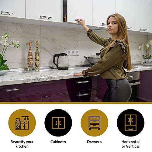 Mega Handles 35 Pack I Cabinet Pulls 5 Inch, Stainless Steel Cabinet Handle Pulls I Ideal For Kitchen Drawer, Cabinets, Door, Cupboard I Hardware For Cabinets - Hole Distance 3 Inch - Satin Nickel #TOP2