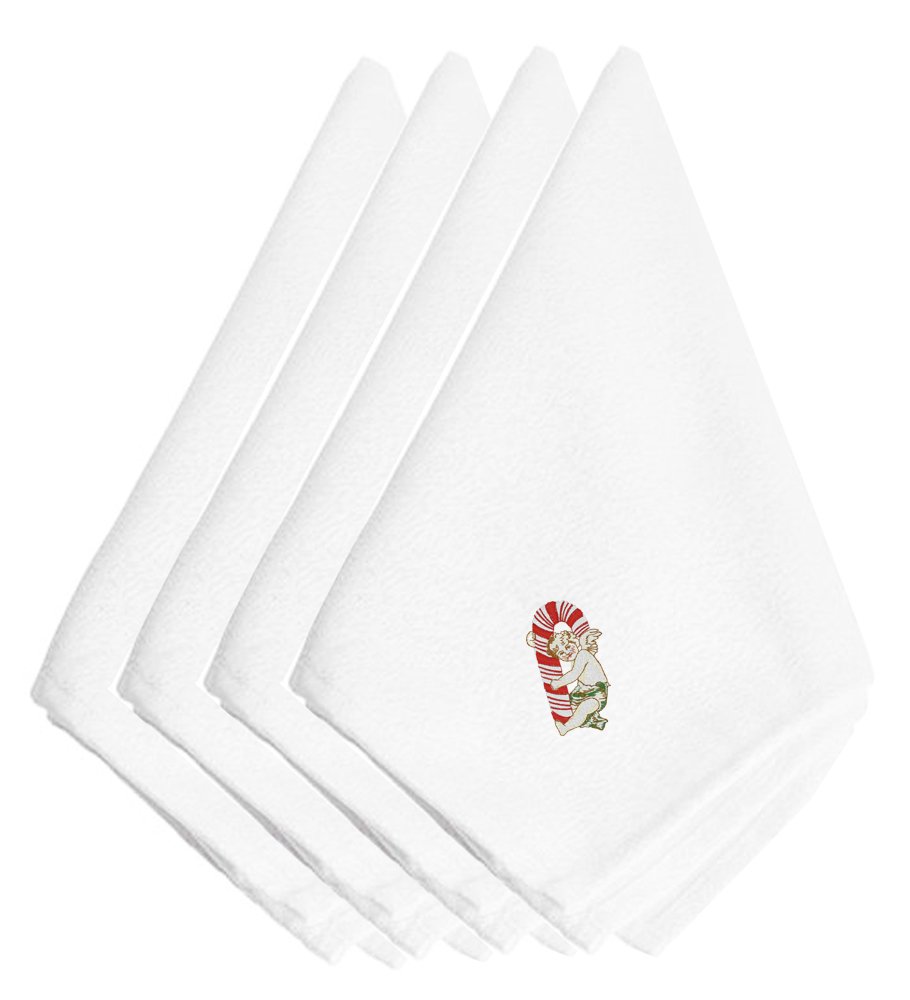 Serviettes brodées chérubin pour table festive de Noël en tissu