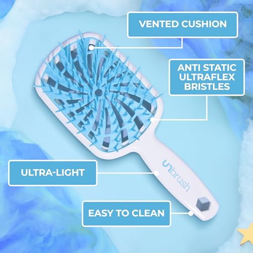 Image of FHI Heat UNbrush Plus - Curly Hair Brush for Gentle & Effective Detangling on Wet or Dry Fragile Hair Types - Detangler Brush w / 84 UltraFlex Bristles, Ultra-light, Vented, Anti Static Hairbrush