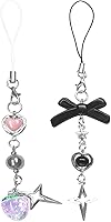 Vista 14 de 1-4 dijes lindos para teléfono, correa estética Y2K, dijes para celular rosa, fresa, mariposa, estrella, Y2K, accesorios para llavero de bolso