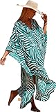 Blue Zebra Beach Kaftan Dresses Animal Print Caftans Cover Ups for Swimwear Rayon Cotton Kaftans Batwing Sleeve Vneck Women Plus Size Maxi Summer Dress Loungewear Streetwear 8772-9