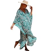 RanRui Women Geometric Print Kaftan Dresses Caftans Loungewear with Waist Drawstring