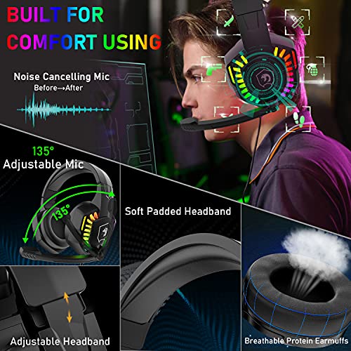 Wired Gaming Keyboard and Mouse Headset Combo,Rainbow LED Backlit Wired Keyboard,Over Ear Headphone with Mic,Rainbow Backlit Gaming Mice,Mouse Pad,for PC,Laptop,Mac,PS4,Xbox(White) by MANBASNAKE - Used condition - Image 6