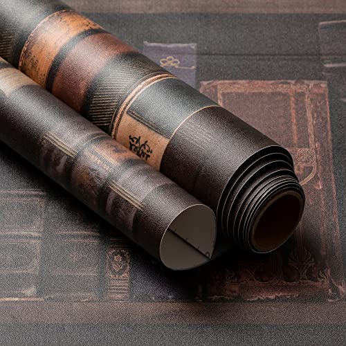 Library Book Bookshelves Antique Bookcase Self-adhesive Peel-stick Wallpaper (VBS1401(3.2' x 9.8'))