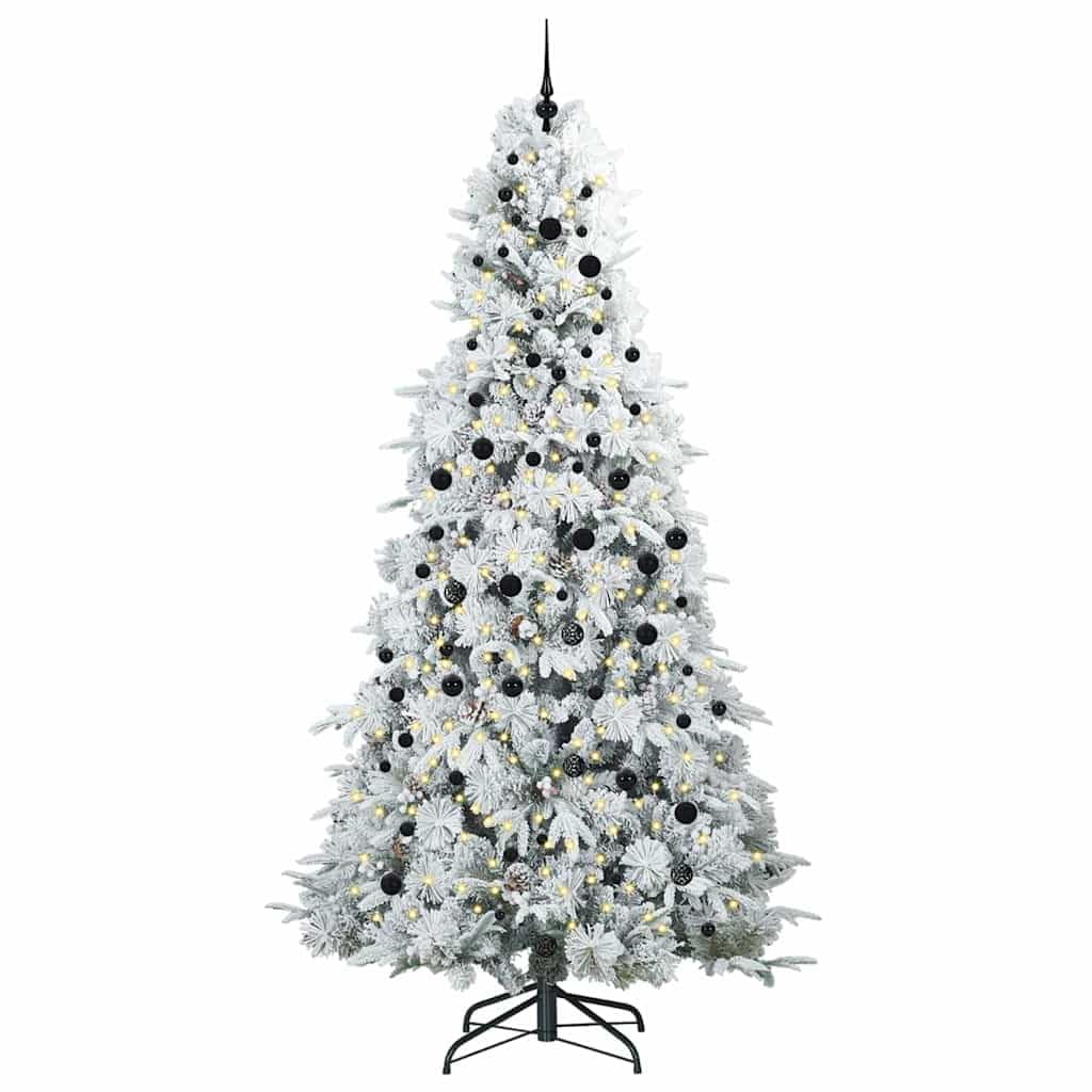 Sztuczna składana choinka zielona, 240 cm, PE i PCW, z 300 diodami LED o ciepłej białej barwie, do użytku wewnątrz i na zewnątrz, świąteczna dekoracja