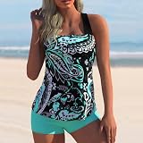 KRUPTI Damen Plus Size Neckholder Badeanzug Rock Sling Bikini Unregelmäßiger Druck Strand Surf Bademode Hot Spring Badeanzug Schwimmen,XS