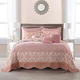 Bytide Bedspread Coverlet Oversized King 122" x 106" Floral Printed 9 Piece Quilt Set, Soft Lightwei