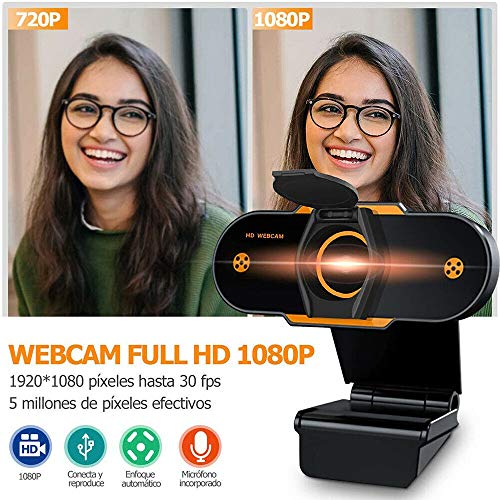 Webcam XWU com microfone, webcam com microfone estéreo e capa de privacidade, câmera web USB para tr