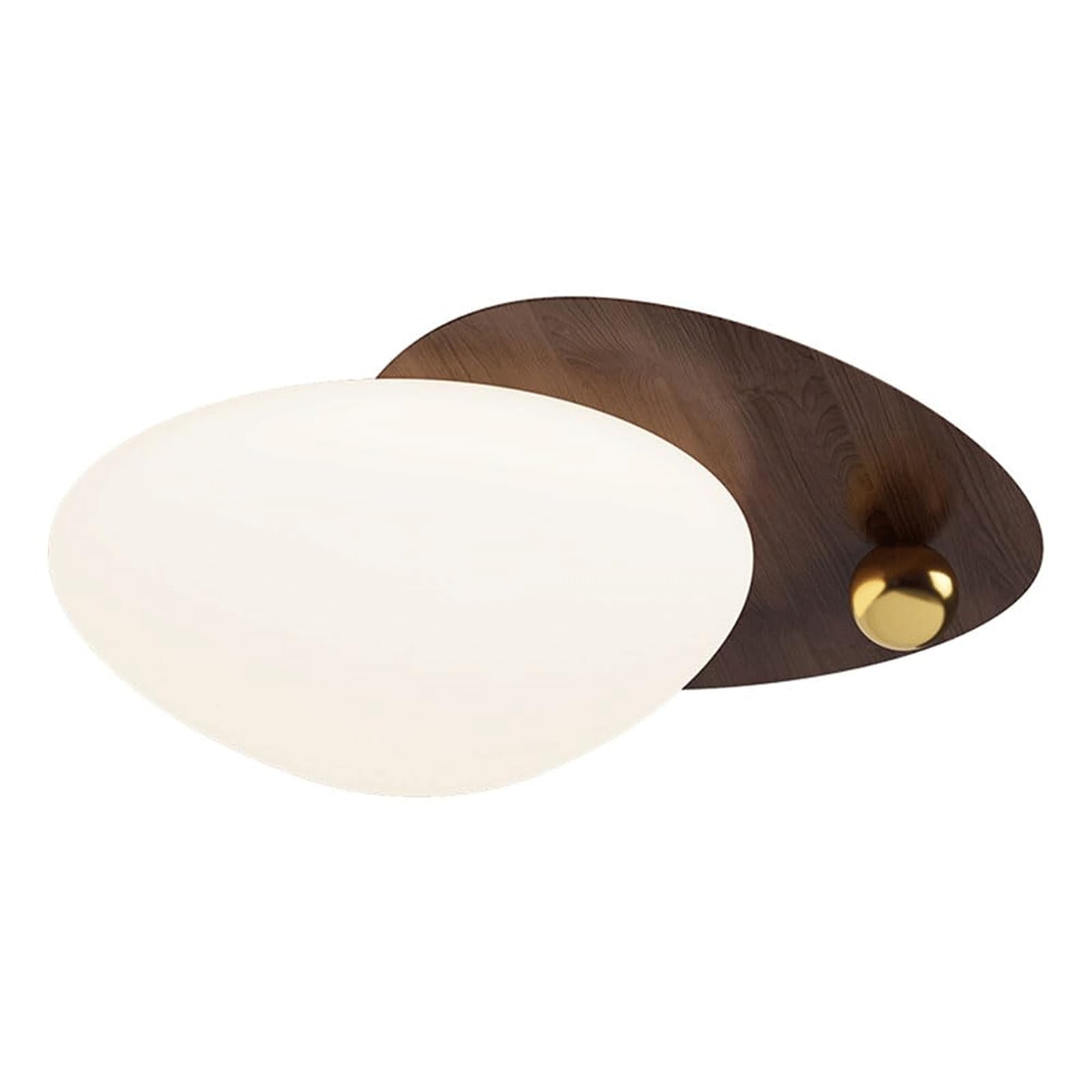 BKEKM LED Ceiling Light,Mid Century Modern Close to Ceiling Lamp 3000K/4000K/6000K Dimmable Lighting Fixture Walnut Wood Hallway Light