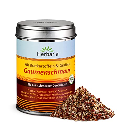 Herbaria Gaumenschmaus bio M-Dose - fertiges Bio-Bratkartoffelgewürz für Kartoffeln & Gratin - mit erlesenen Gewürzen - in nachhaltiger Aromaschutz-Dose , 100g (1er Pack) Cover