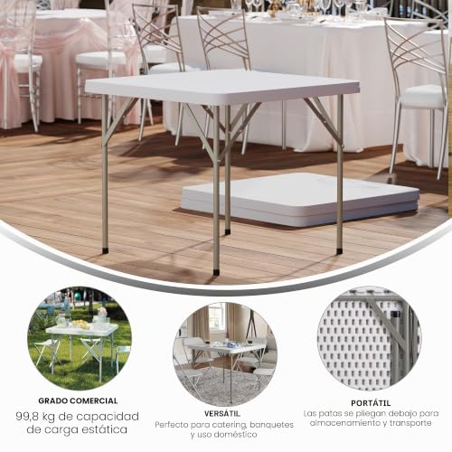 Miniatura 5 de Flash Muebles 34 Cuadrado Granito Mesa Plegable De Plástico De Color Blanco