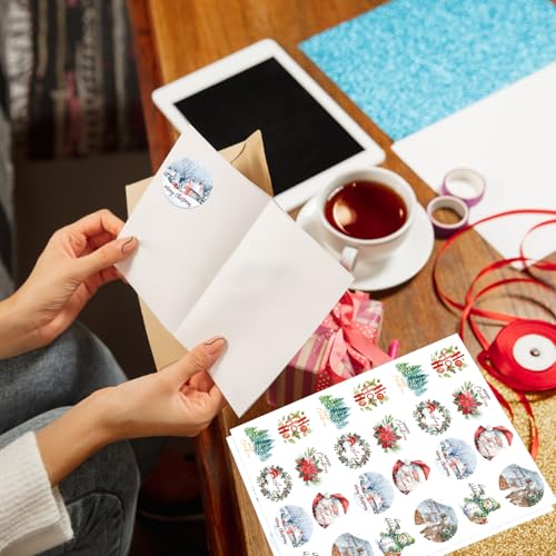 image for GYGOT 1000 Pcs Christmas Stickers for Envelopes,1.5 Inch Round Christm