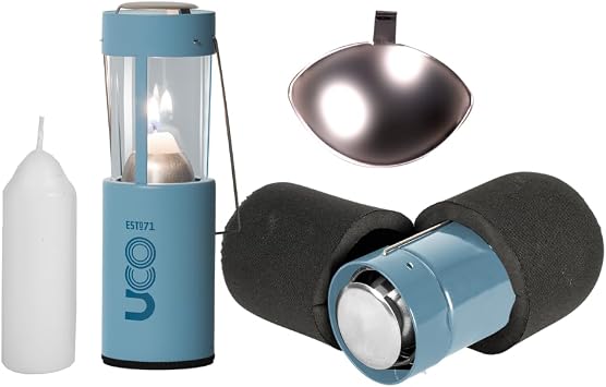 UCO Original Candle Lantern Kit Aluminum Camping Lantern with 2 Emergency Candles, Light Reflector & Cocoon Case Windproof Survival Lantern for Backpacking, Hiking & Power Outages