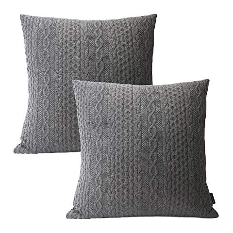 Booque Valley Gray Pillow Covers, Pack of 2 Super Soft Stretchy Pilling-Resistant Modern Cushion Covers Farmhouse Decorative Throw Pillow Cases for Sofa Bed Car Chair, 18 x 18 inch(Grey) Cover