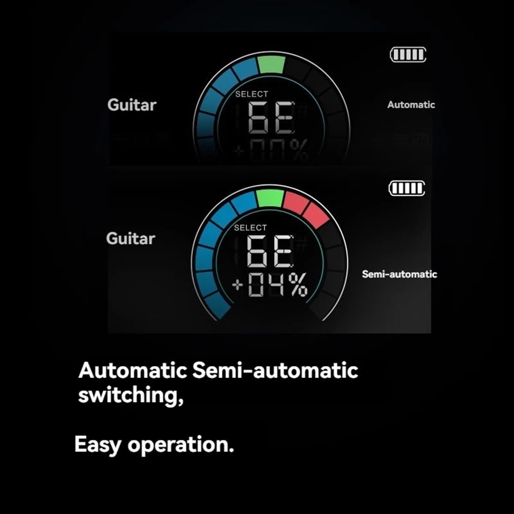Afinador automático inteligente de guitarra, pantalla LCD a todo color, metrónomo y manivela de cuerda, para guitarras eléctricas, guitarras acústicas