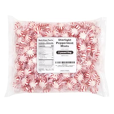 Starlight Peppermint Mints | 2 Pound Bag - Approx. 150 Count | Old Fashioned Hard Candy | Hard Candy Individually Wrapped for Office Bowls & Holiday Buffets