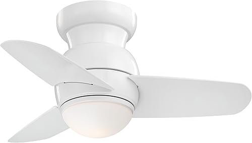 Minka-Aire Ventilador de techo pequeño F510L-WH Spacesaver de 26 pulgadas con luz LED integrada de 15 W en acabado blanco
