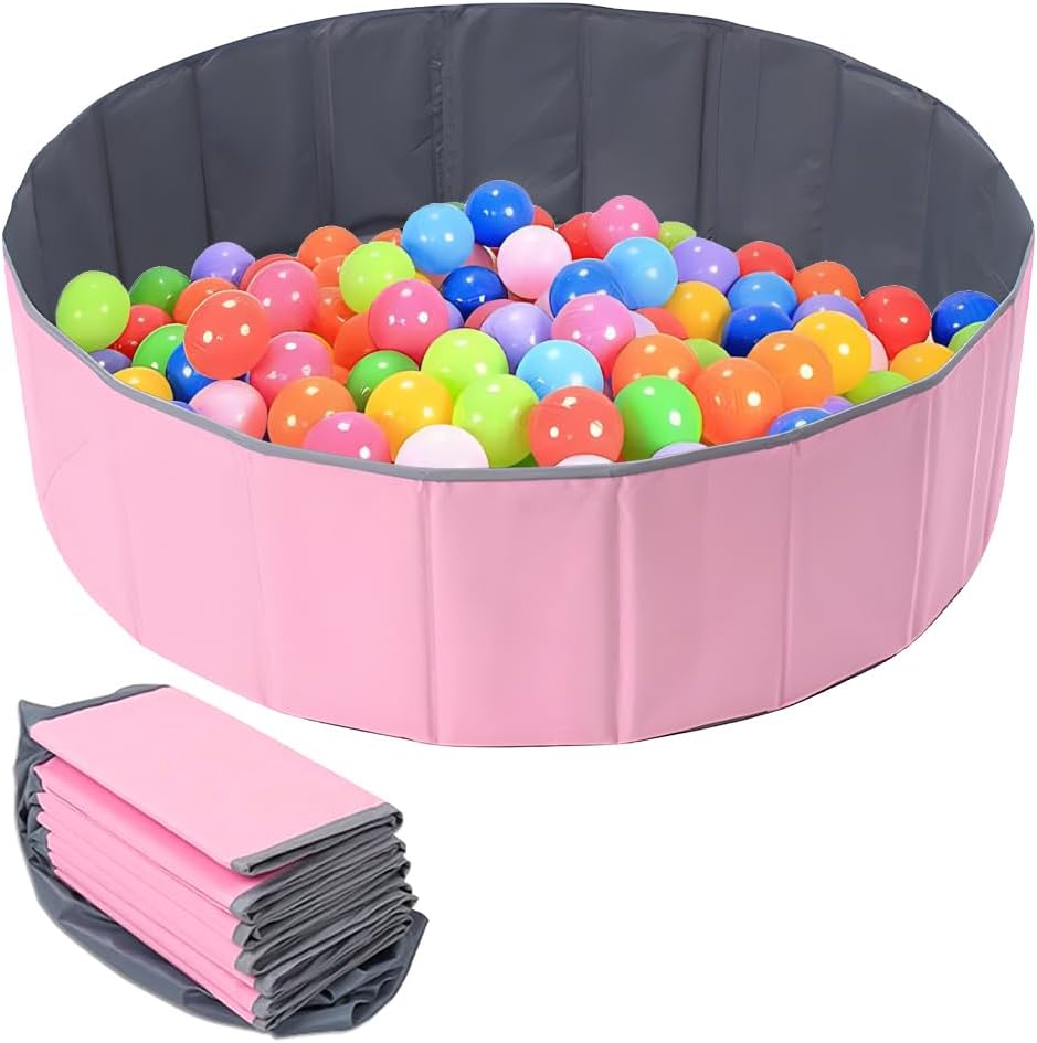 Ball Pit, Portable Ocean Ball Pool, Round Ball Pit for Pet Cats Dogs Indoor Outdoor (Pink, 80cm)