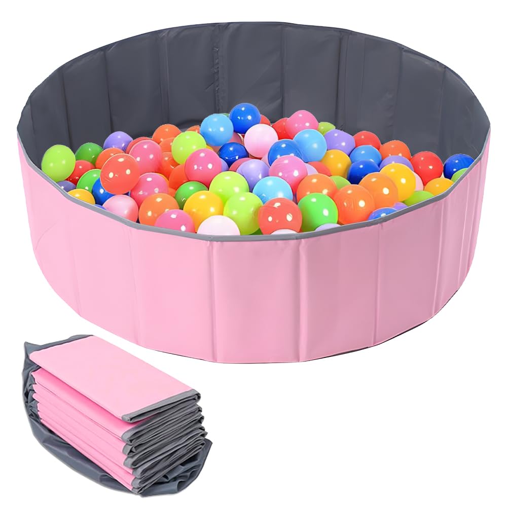 Ball Pit, Portable Ocean Ball Pool, Round Ball Pit for Pet Cats Dogs Indoor Outdoor (Pink, 80cm)