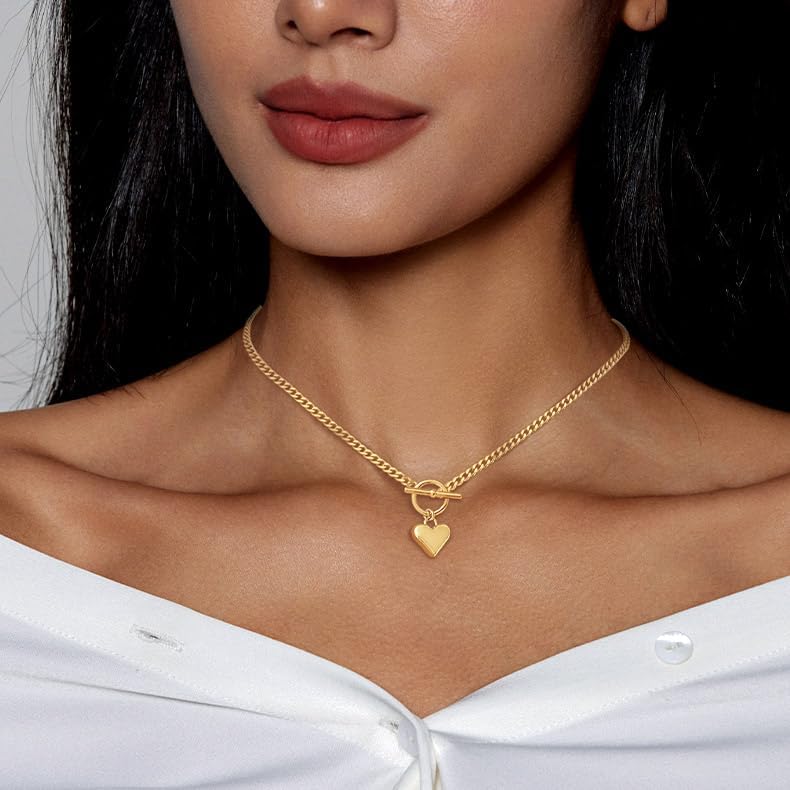 Zeffy Cute Heart Necklace 18k Gold/Silver Plated Tiny Heart Pendant Choker Necklaces Gold Love Heart Chain Necklace for Women Dainty Gold Jewelry Valentines Day Gifts for Women Girls Teen Girls - Image 2