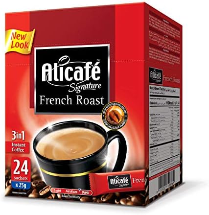 Alicafe Signature French Roast - Premium Gourmet Instant Coffee - Medium Dark Roast - 24 Sachets