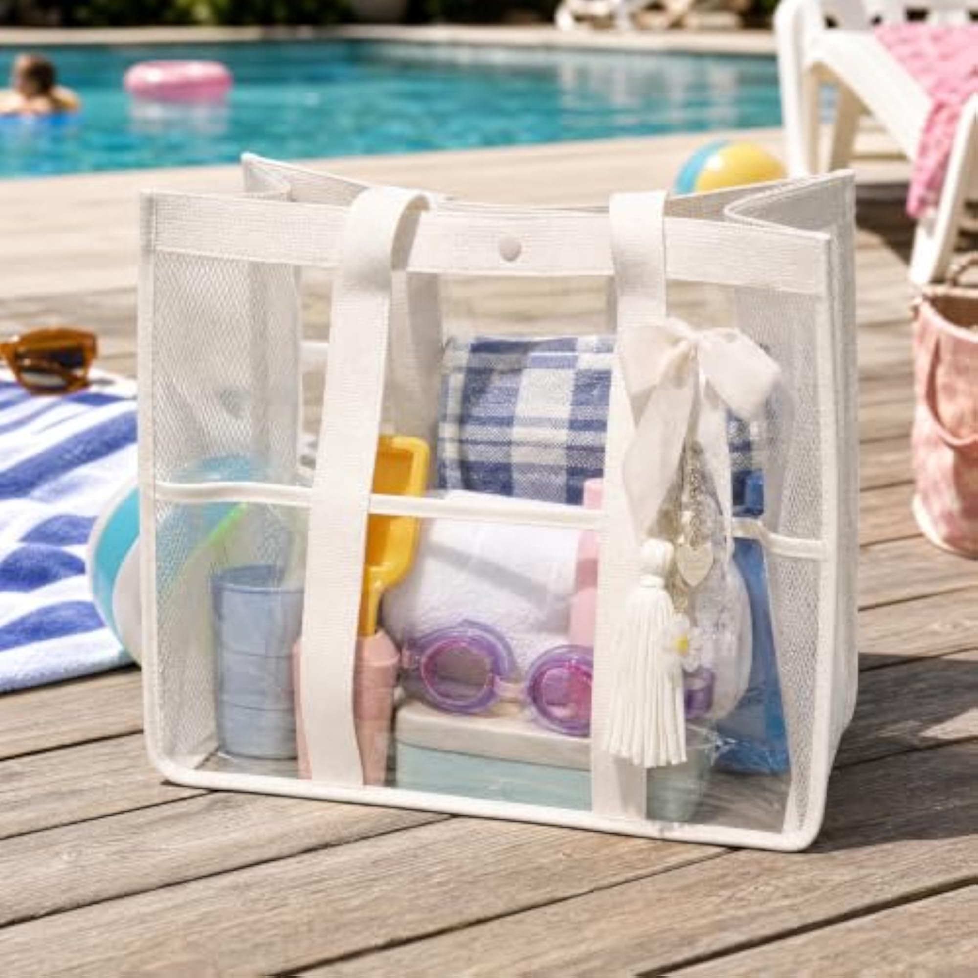 Large Capacity Transparent PVC Waterproof Beach Bag, Travel Tote
