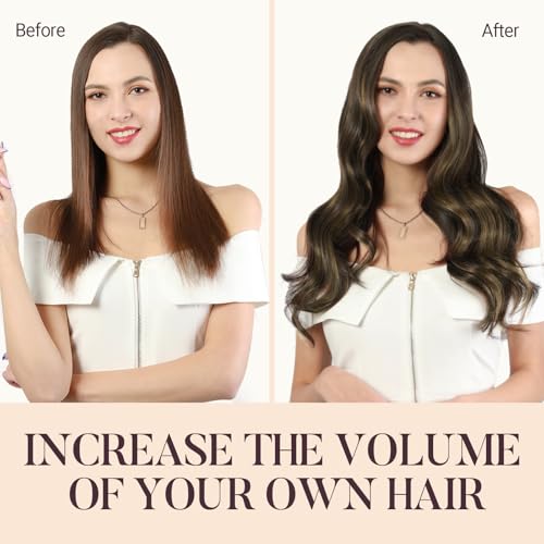MAXITA Clipe Em Extensões de Cabelo Cabelo Humano Real, 120G 7Pcs Balayage Marrom Escuro Misto Casta
