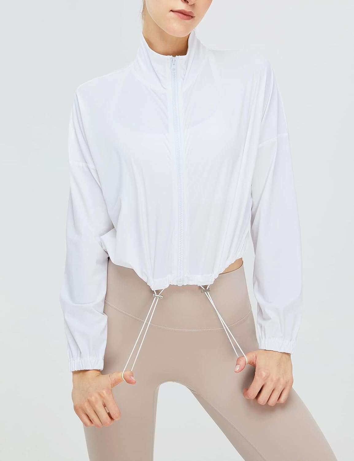 Gihuo Women's UPF 50+ Sun Protection Jackets Athletic Long Sleeve Cropped Jacket Yoga Quick Dry Workout Shirt Tops - Image 3