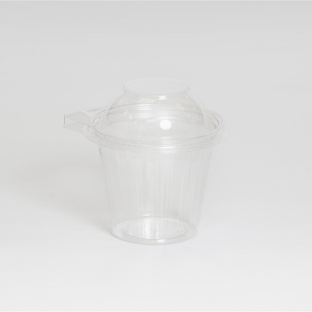 3 1/2 Dia. X 4 3/8 H 12 Oz. Safe T Gard Tear Strip Lock Plastic Clear Hinged Containers with Dome Lid/Case of 256