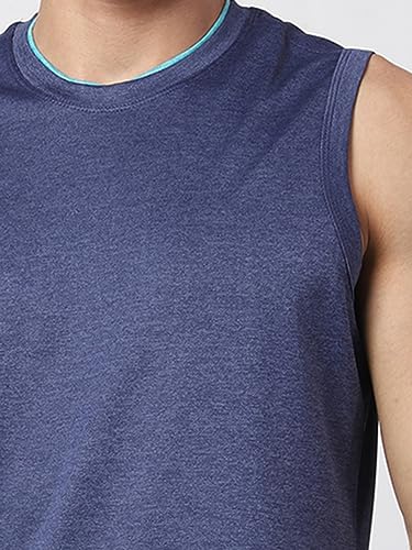 Image of Men's Lycra Blend Sleeveless Fitness Tanks Top for Quick Dry in Muscle Workout, Causal Running, Exercise Training, Swimming Vest
