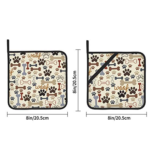 Pot Holders For Kitchen Heat Resistant Dog Paw Prints Bones Oven Hot Pads Potholders For Cooking Baking Grilling Microwave Insulation Dish Drying Mat #TOP3