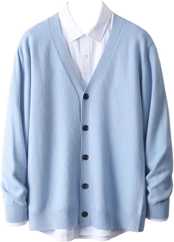 Men's Merino Wool V-Neck Cardigan Sweater Comfortable Warm Soft Basic Top