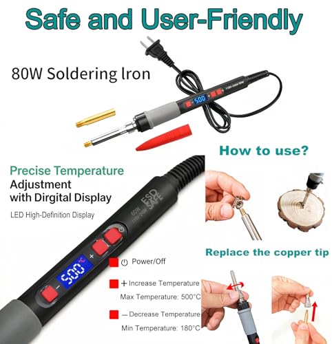 Electric Branding Iron with Temperature Display – 28Pcs 5/8" Interchangeable Letters & 2 Antlers Set for Wood, Leather, Food – Adjustable Heat Control for DIY Crafts, BBQ, Baking & Leatherworking — view 6