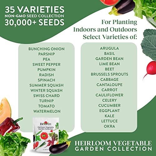 Burpee Heirloom Vegetable Seeds, Variety Pack With 35 Varieties Of Plant Seeds, 30,000+ Garden Seeds - Mixed Non-Gmo Seeds With Select Varieties Of Lettuce, Beans, Tomatoes, Peppers, Squash And More #TOP1