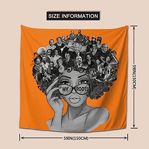 Orange Afro American Tapestry 59X59' Black Girl Tapestry Art Celebrity In My Head Orange African American Tapestry Wall Hanging Inspirational Gift Tapestry Wall Decor Tapestry For Home Decor Bedroom #TOP2