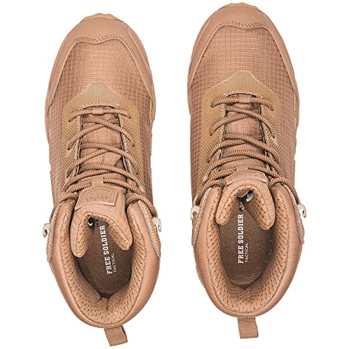 FREE SOLDIER Men's Tactical Boots 6 Inches Lightweight Combat Boots Hiking Boots Military Desert Boots (Brown, 11.5 US)