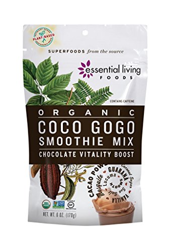 Essential Living Foods Organic Coco Gogo Smoothie Mix, With Cacao, Lucuma, Mesquite, Coconut Sugar, Guarana, Caffeine, Vegan, Superfood, Non-GMO, Gluten Free, Kosher, 6 Ounce Resealable Bag