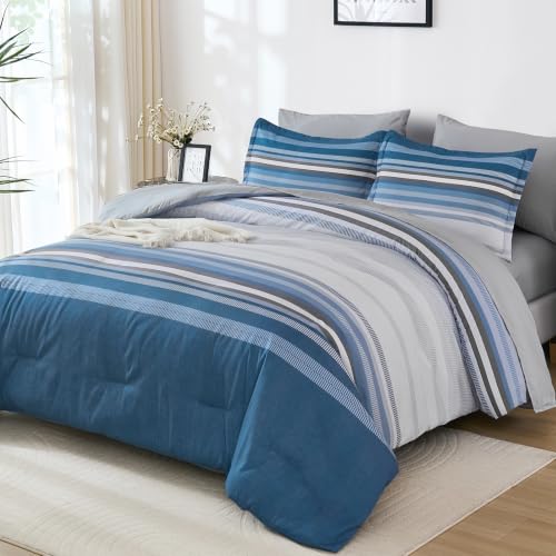 Dobuyly Grayish Blue Comforter Set 7 Pieces (Full)