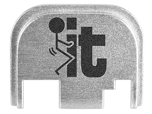 NDZ Performance Rear Slide Cover Back Plate for Glock Gen 1-4 9MM .40 S&W .357 SIG 10MM .45 Gap Laser Engraved Anodized Aluminum in Silver - F It Stickman