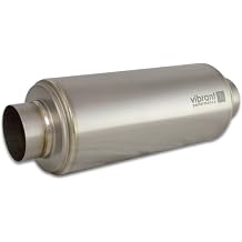 Vibrant Power 17532 Muffler, Universal, Titanium, Natural, 3.00 in. Inlet, 3.00 in. Outlet, 5.50 in. diameter Round Muffler body, 16.00 in. overall length, 3.85 lbs, each