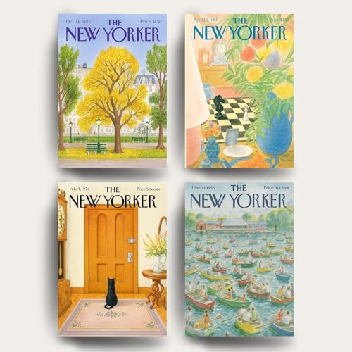 Image of Yellow Town India THE NEW YORKER Art Prints | Set of 4 A4 Posters with Wall Friendly Adhesive | 300 GSM Unframed Girly Moodboard Aesthetic Posters for Room Decor