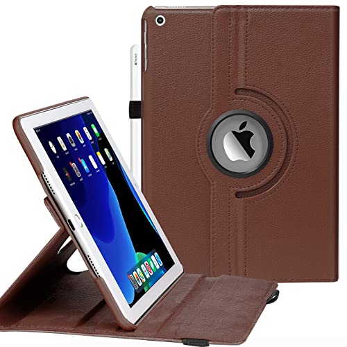 Case for iPad 9th Generation(2021)/ 2020 iPad 8th Generation/ 2019 iPad 7th Generation for 10.2 Inch iPad Case Covers, 360 Degree Rotating Protective iPad Case with Sleep Function (Brown)