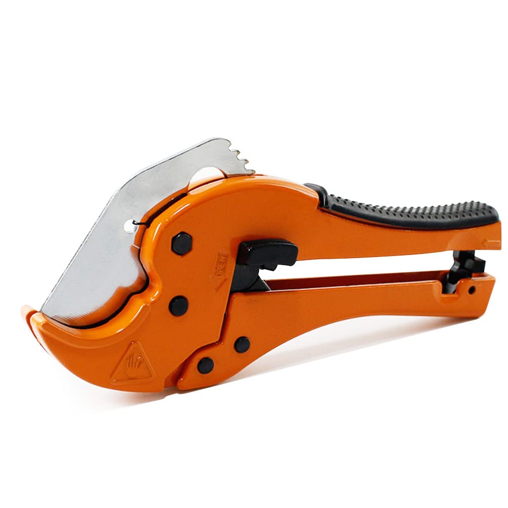Plastic Pipe Cutter PVC Pipe Cutter 42mm Ratchet Type Plastic Pipe Shear Plastic Hose Cutter PVC PPR PE Pipe Cutting Tool DIY Premium Plastic Pipe Shear Cuts Suitable for Household Maintenance Workers