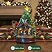 Christmas Tree Lighted Animated Rotating Adoration of The Magi Nativity Manger Scene, Musical Creche with Barn Animals Figurines LED Lights, Home Decor Gifts Festive Holiday Tabletop Decorations