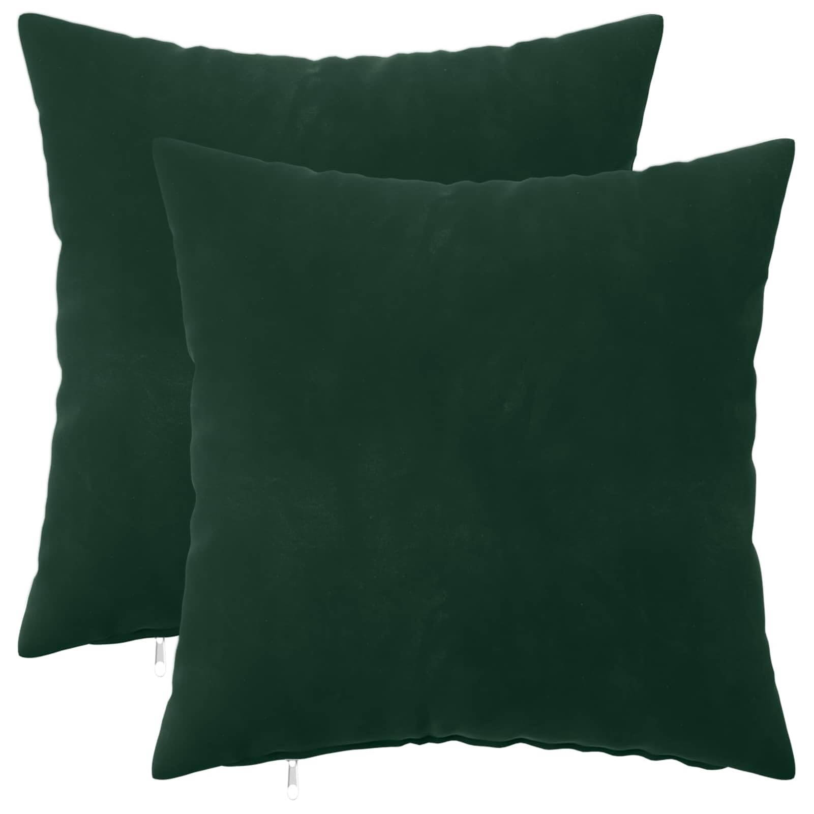 Gecheer Kissen mit Kissenbezug, 2 Stück, 50 x 50 cm, Samt, weich, mit Reißverschluss, Handwäsche, für Sofa, Sessel und Bett, Dunkelgrün