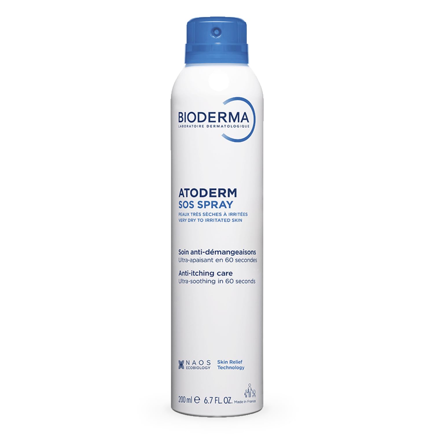 BIODERMA Atoderm SOS spray - Anti-démangeaisons et apaisement immédiat - Peaux sensibles irritées sèches à très sèches - Prescrit par des dermatologues - Pour toute la famille - Aérosol 200 ml