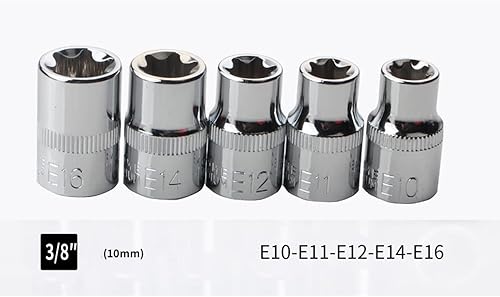 Miniatura 3 de E-Torx Star Socket Set de 14 piezas con funda, 14, 38, 12 pulgadas. Juego de llaves de estrella externas hembra E4-E24