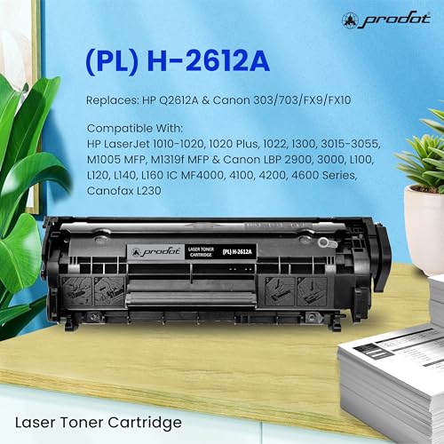 Image of ProDot 12A Toner Cartridge Replaces HP Q2612A Canon 303 /703 /FX-9 /FX-10 Compatible with HP 1010-1020 /1022 /1315-3030 /M1005 Canon LBP2900 /3000 /L100 I 2000 Page Yield I 1 Yr Warranty (1 PC)