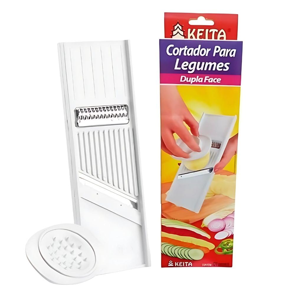 Cortador de Legumes Dupla Face com Lâmina de Aço Inox para Fatiar e Ralar com Praticidade